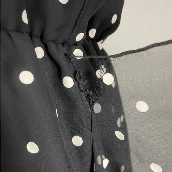 Vtg Pat Richards Michael Maiello Black Polka Dot Dress 10 Ruffle Party Sheer Slv - Picture 5 of 7